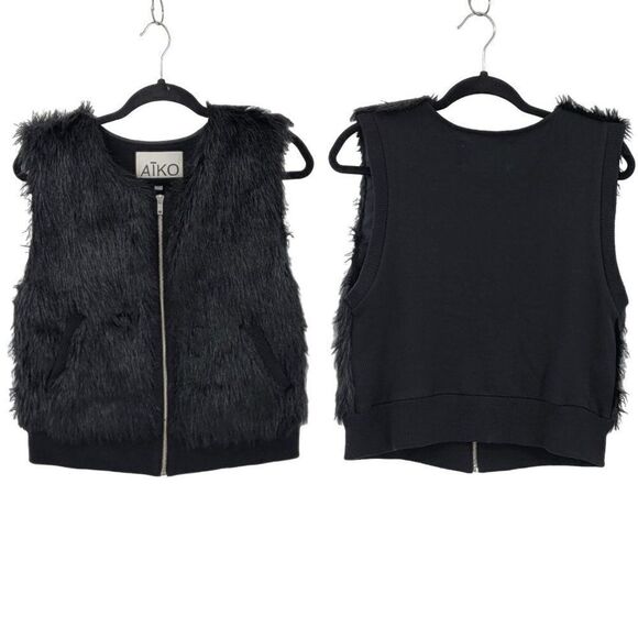 Aiko Jackets & Blazers - Aiko Womens Vest Faux Vegan‎ Fur Rocker Zip Up Silk Lined Pockets Black XS